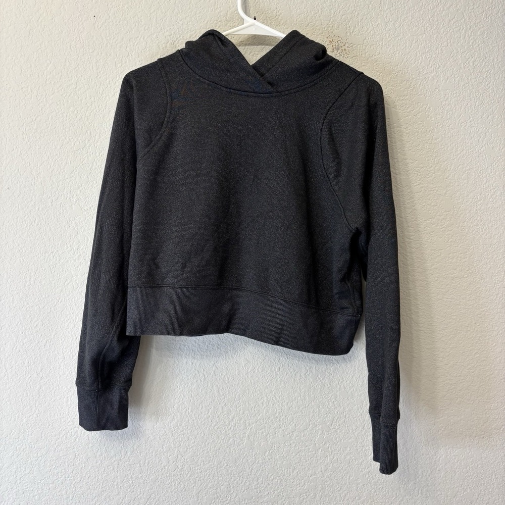 Lululemon Loungeful Cropped Pullover Hoodie Women's Size 6 Spark Black Athletic